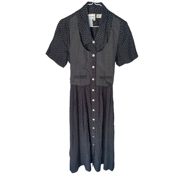 karin stevens Dresses & Skirts - Vintage Karin Stevens Black Polka Dot Dress sz 8 80s 90s Teacher Cottagecore